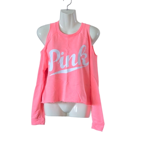 PINK Victoria's Secret Bright Pink Cutout Sweatshirt - Picture 1 of 7